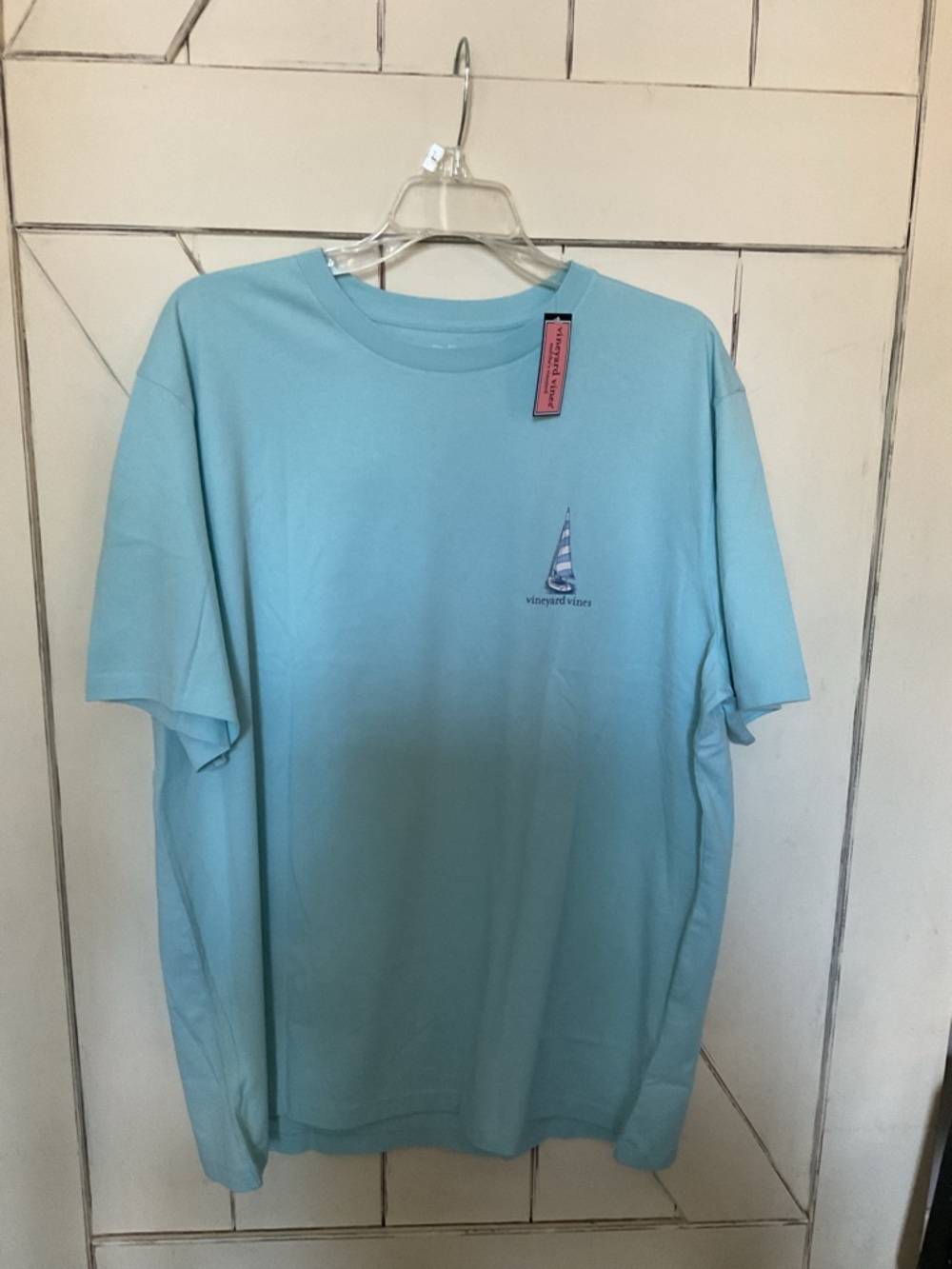 Vineyard Vines Men's Aqua Short-Sleeve Sailboat Tee
